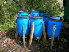 7 Pheasant Barrel Feeders with Pan Outlet. Stored near Beccles, Suffolk. No VAT on this lot.