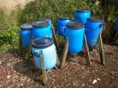 8 Pheasant Barrel Feeders with various outlets. Stored near Beccles, Suffolk. No VAT on this lot.