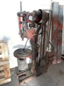 The Denbigh 3 phase Pillar Drill, belt driven, working order but belt slips, M66B, Serial Y33745,