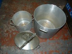 *Two Large Aluminium Twin Handled Pans etc