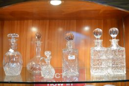 Five Cut Glass Decanters
