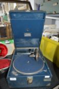 HMV Blue Portable Gramophone