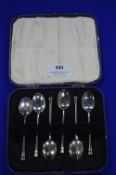 Set of Six Hallmarked Sterling Silver Teaspoons