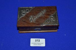 Hallmarked Sterling Silver Mounted Oak Stamp Box