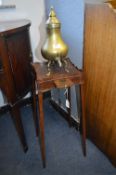 George III Mahogany Urn Table with Oak Candle Slide circa 1800 and a Metal Tea Urn