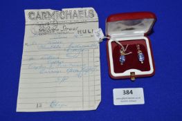 Pair of 9ct Gold Earrings Set with Ceylon Sapphires and Diamonds