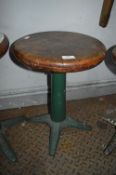 Singer Adjustable Sewing Stool with Painted Wooden Seat on Cast Iron Base