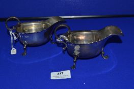 Pair of Early Georgian 18th Century Britannia Silver Sauceboats ~148g gross
