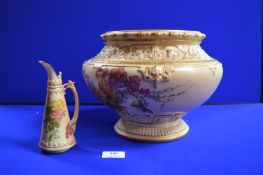 Large Royal Worcester Planter and a Small Ewer
