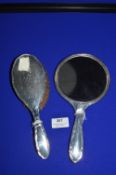 Hallmarked Sterling Silver Dressing Mirror and Brush