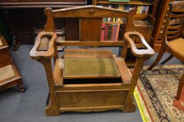 Oak Arts and Crafts Hall Stand with Built in Seat and Umbrella Stands