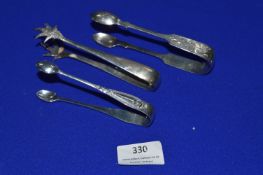 Three Hallmarked Sterling Silver Sugar Tongs