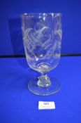 Large Etched Glass Goblet