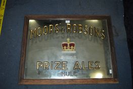 Moor's & Robson's of Hull Prize Ales Pub Mirror in Oak Frame 33