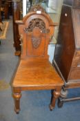 Carved Mahogany Hall Chair with Acanthus Leaf Shield