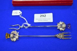Birmingham Hallmarked Sterling Silver Thistle Pickle Fork Set
