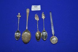 Five Decorative Silver Spoons
