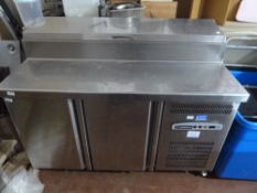 * Coreco 2 door prep top bench chiller with saladette on castors 1350w 700d x 1100h