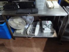 * S/S prep bench with up stand to rear and left with under shelf 1380w x 700d x 900h