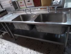 *double sink with left hand drainer complete with 2 sets of taps and undershelf 1900w x 650d x 860h