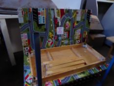 *3 x wooden tables with cartoon tops 1360w x 700d x 630h