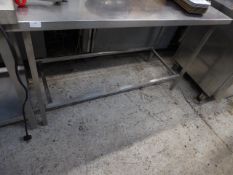 *S/S prep bench with comercial tin opener attatched to right hand side 1400w x 600d x 830h