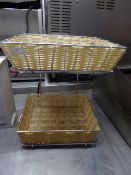 *S/S display stand with 2 wicker baskets
