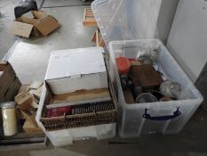 *Two Plastic Boxes Containing Various Kitchen Utensils, Candles, etc.