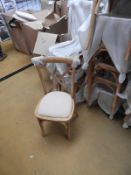*6 Oak Crossback Stackable Chairs with Upholstered Seats Pads