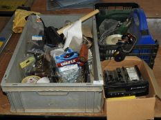 *Three Boxes Containing First Aid Kits, Electronic Tachograph, Electrical Components, Hammers, etc.