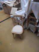 *6 Oak Crossback Stackable Chairs with Upholstered Seats Pads