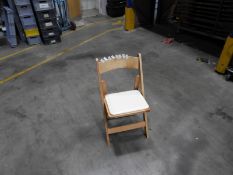 *Box Containing 24 Folding Beech Chairs with Cream Upholstered Seats Pad