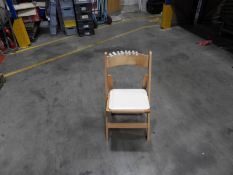 *Box Containing 24 Folding Beech Chairs with Cream Upholstered Seats Pad