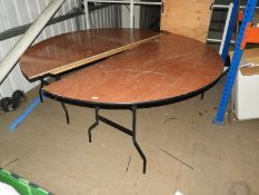 *Pair of Half Round Banqueting Tables with Folding Legs