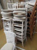 *6 Chiavari Stackable Lime Washed Chairs with Upholstered Seat Pads