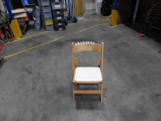 *Box Containing 24 Folding Beech Chairs with Cream Upholstered Seats Pad
