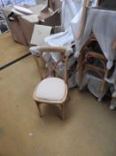 *6 Oak Crossback Stackable Chairs with Upholstered Seats Pads