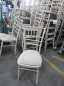*Stillage Containing 48 Limed Oak Chiavari Bobbin Backed Dining Chairs with Upholstered Seat Pads