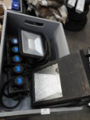 *16A 5-Way Junction Box, LED Flood Lamp, and a Metal Halide Flood Lamp