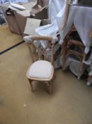 *6 Oak Crossback Stackable Chairs with Upholstered Seats Pads