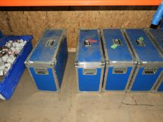 *Blue Flight Case Containing Three Antique Style Coach Lamps