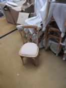 *6 Oak Crossback Stackable Chairs with Upholstered Seats Pads
