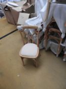 *6 Oak Crossback Stackable Chairs with Upholstered Seats Pads
