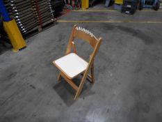 *Box Containing 24 Folding Beech Chairs with Cream Upholstered Seats Pad