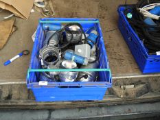 *Box Containing Polished Aluminium Small PAR Lamps, RCD Supplies, Dimmer Unit, etc.
