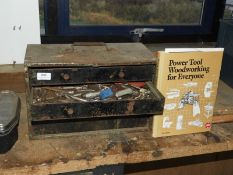 *Set of Wood and Metal Storage Drawers Containing Rotor Brooch Bits, Drill Bits, etc.