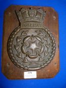 Metal on Wood Navy Plaque 25.5x19.5cm