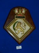 Navy Plaque on Wood 28cm