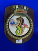 Navy Plaque on Wood 27.5cm