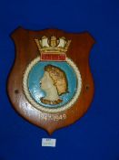 Metal Navy Plaque on Wood 29.5cm high
